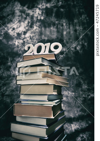 2019 numbers on stacked books 2019 numbers on stacked books 47245719