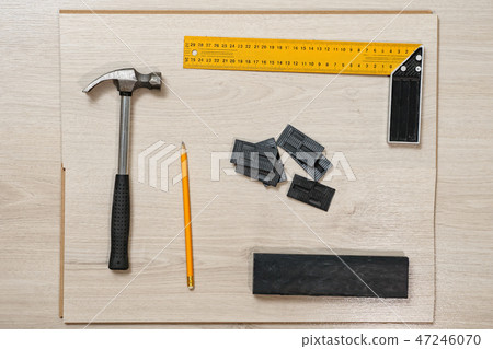 Closeup of wooden planks with instrument Closeup of wooden planks with instrument 47246070