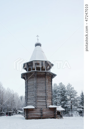 Old wooden bell tower in North Russia 47247010
