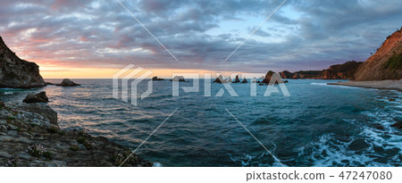 Gueirua beach at evening. Asturias, Spain. Gueirua beach at evening. Asturias, Spain. 47247080