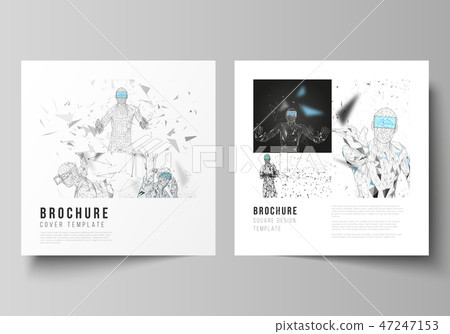 Minimal vector illustration of editable layout of two square format covers design templates for 47247153