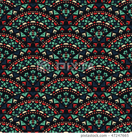 Tribal art seamless pattern. Ethnic geometric print. Mosaic colorful repeating texture. 47247665