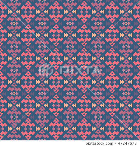 Tribal art seamless pattern. Ethnic geometric print. Mosaic colorful repeating texture. 47247678