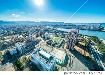 moden city skyline aerial view in Fukuoka Japan 47247751