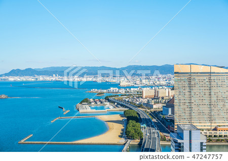 moden city skyline aerial view in Fukuoka Japan 47247757