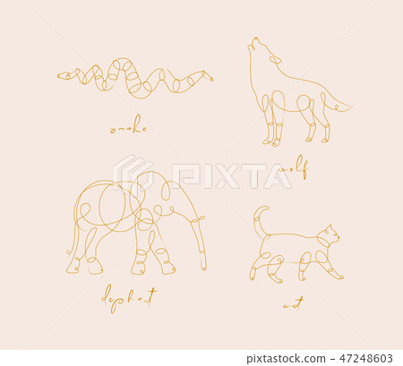 Animal pen line snake beige 47248603