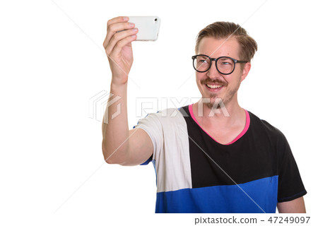 Portrait Of Man Isolated Against White Background 47249097