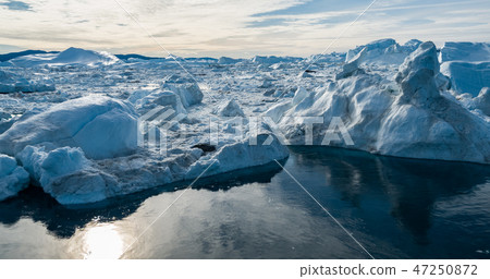 Aerial drone image of Iceberg and ice from glacier in nature landscape Greenland 47250872