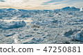 Arctic nature landscape with icebergs in Greenland icefjord - aerial drone image 47250881