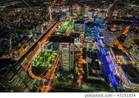(Kanagawa Prefecture) Yokohama, Minato Mirai, Yokohama station direction night view 47251854