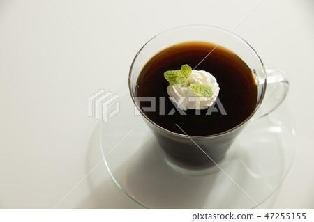 Coffee jelly in a glass cup Coffee jelly in a glass cup 47255155