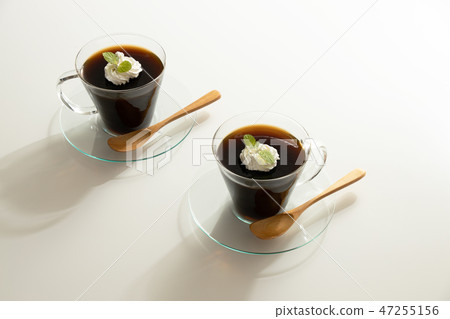 Coffee jelly in a glass cup Coffee jelly in a glass cup 47255156