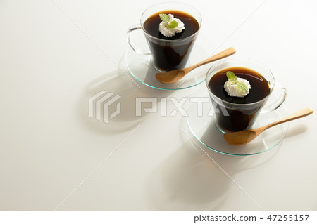 Coffee jelly in a glass cup Coffee jelly in a glass cup 47255157