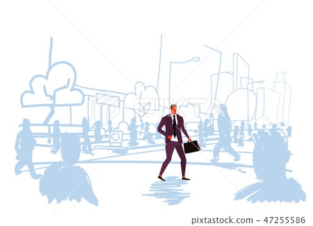 businessman walking at street out from crowd people silhouettes individuality leadership concept businessman walking at street out from crowd people silhouettes individuality leadership concept 47255586