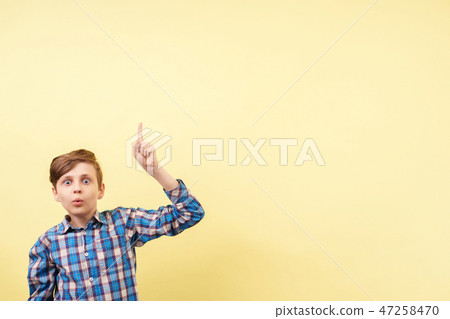 shocked boy pointing to object or text, template shocked boy pointing to object or text, template 47258470