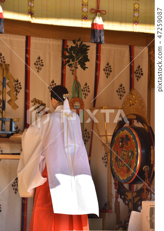 後面觀點的寺廟少女跳舞鎌倉 47259087