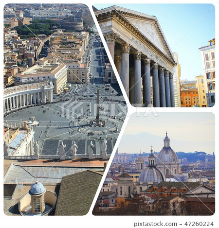 Collage of landmarks of Rome, Italy 47260224