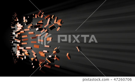 Destruction of a brick wall. Volume light 47260706