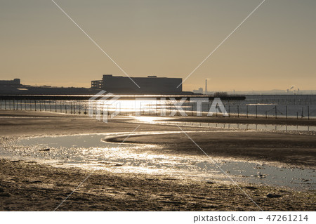 The sun which enters Funabashi City Sanbanse coast 47261214