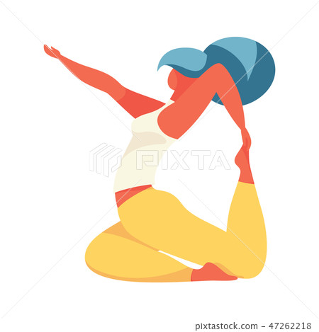 Young woman in yoga asana rajakapotasana 47262218