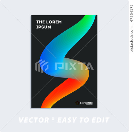 Brochure with black abstract design cover, party flyer in A4 with colourful geometric shapes for Brochure with black abstract design cover, party flyer in A4 with colourful geometric shapes for 47264172