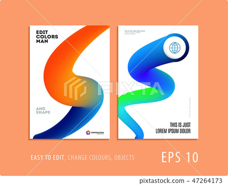 Set. Abstract design brochure cover, creative flyer in A4 with colourful geometric shapes for 47264173