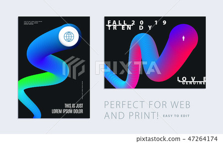 Set. Abstract design brochure cover, creative flyer in A4 with colourful geometric shapes for 47264174
