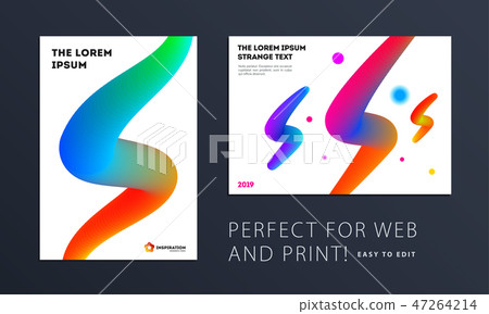 Set. Abstract design brochure cover, creative flyer in A4 with colourful geometric shapes for Set. Abstract design brochure cover, creative flyer in A4 with colourful geometric shapes for 47264214