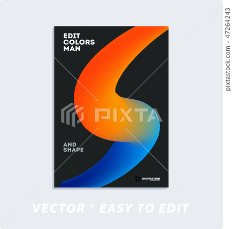 Brochure with black abstract design cover, party flyer in A4 with colourful geometric shapes for 47264243
