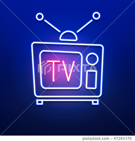 Neon Retro Tv Logo With Red Blue Color  47265370