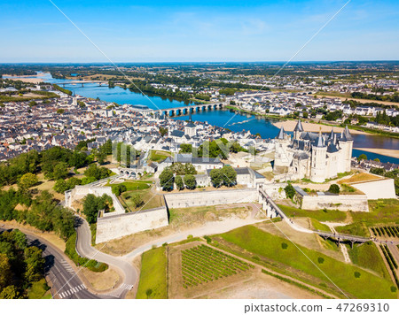 Saumur city aerial view, France 47269310