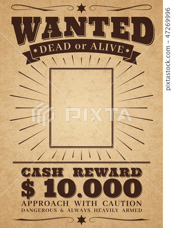 Wanted Vintage Western Poster Dead Or Alive Stock