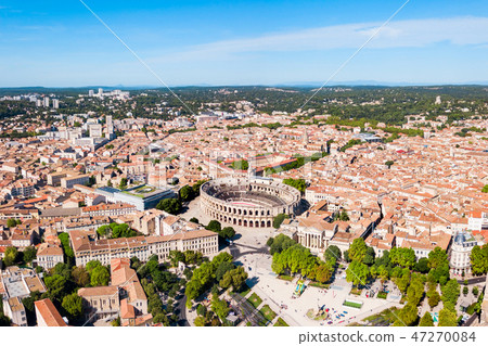 Nimes Arena aerial view, France 47270084