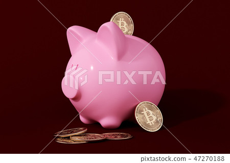 3d rendering of a pink ceramic piggy bank with... - Stock Illustration ...