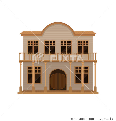 Old Wild West Saloon With Wood Swinging Doors Stock Illustration