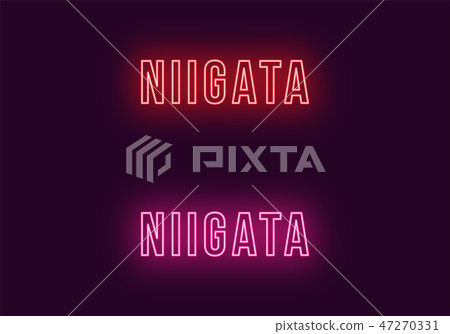 Neon name of Niigata city in Japan. Vector text 47270331