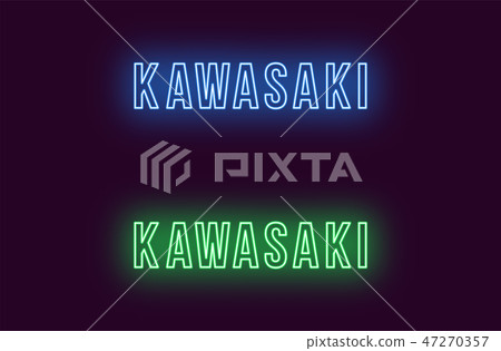 Neon name of Kawasaki city in Japan. Vector text 47270357