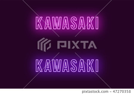 Neon name of Kawasaki city in Japan. Vector text Neon name of Kawasaki city in Japan. Vector text 47270358