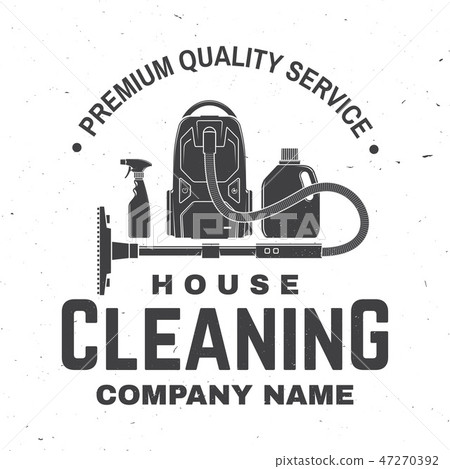 Cleaning company badge, emblem. Vector illustration. Concept for shirt, stamp or tee. Vintage 47270392