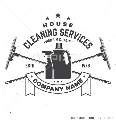Cleaning company badge, emblem. Vector illustration. Concept for shirt, stamp or tee. Vintage Cleaning company badge, emblem. Vector illustration. Concept for shirt, stamp or tee. Vintage 47270408