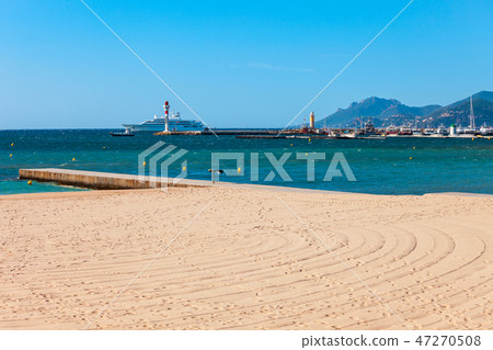 Beauty sand beach in Cannes Beauty sand beach in Cannes 47270508