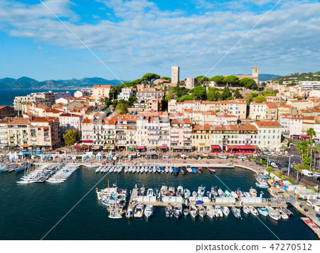 Cannes aerial panoramic view, France 47270512
