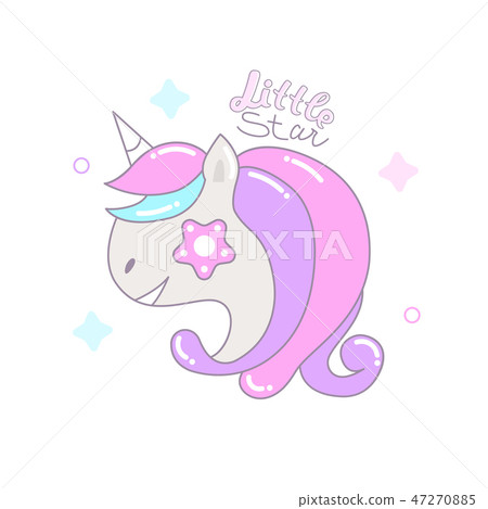 Vector cute unicorn, little star, children's illustration. Vector cute unicorn, little star, children's illustration. 47270885