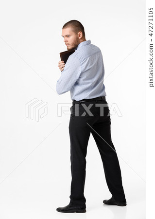 businessman with leather case on white background businessman with leather case on white background 47271105