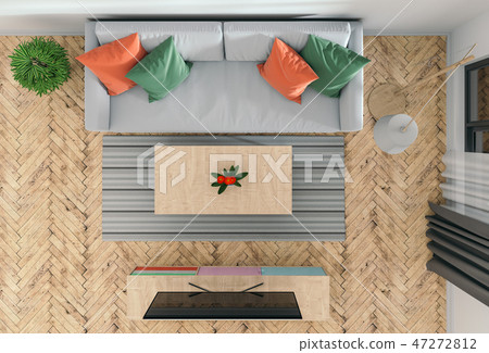 top view of interior modern living room top view of interior modern living room 47272812