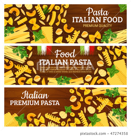 Italian pasta, pastry food and seasoning 47274358