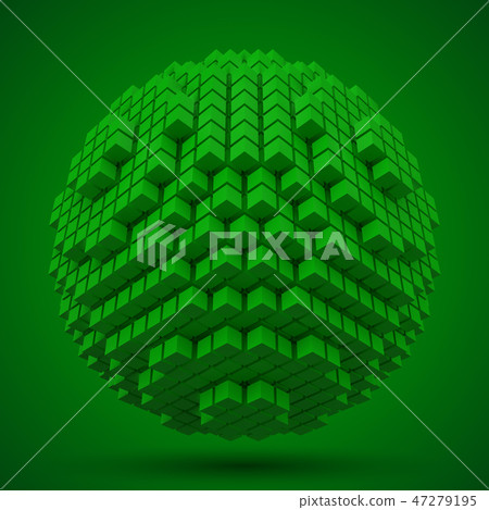 spherical data block. made with green cubes. 3d... - Stock Illustration ...