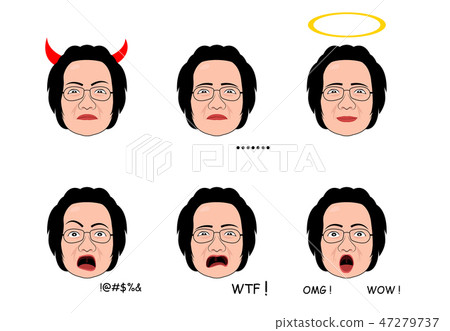 Emotion of Senior woman in cartoon style, vector Emotion of Senior woman in cartoon style, vector 47279737