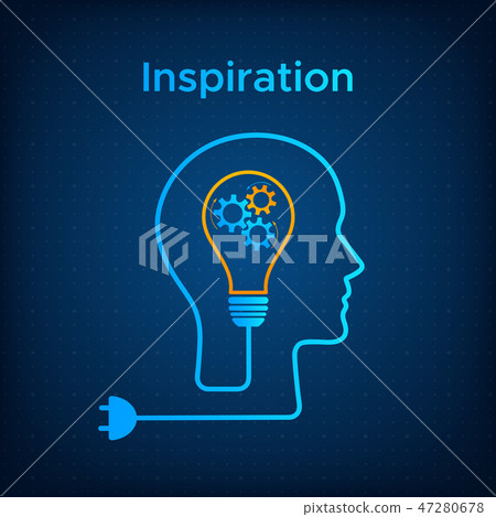 Head silhouette lightbulb creative idea concept 47280678