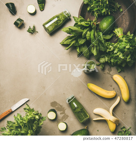 Ingredients for making green smoothie over Ingredients for making green smoothie over 47280817